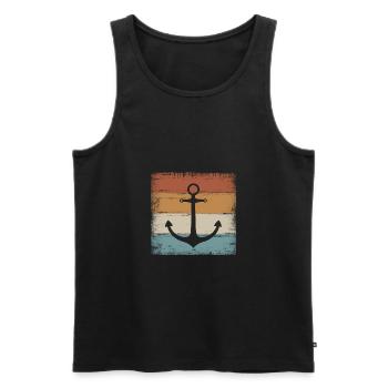 Anker Maritim Meer Seefahrt - Débardeur bio Premium Homme - noir - Devant - AI Model Male 178 light (178cm)