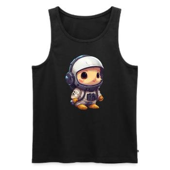 Chicken chick astronaut, cosmonaut in space - Men's Premium Organic Tank Top - black - Front - Michal (187cm)