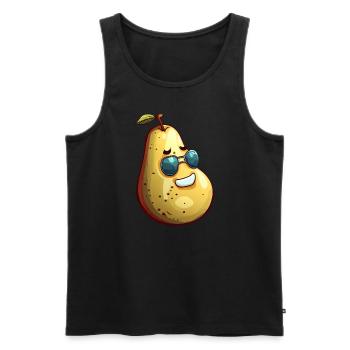 Coole Kawaii Birne mit Sonnenbrille – Lustiges - Männer Premium Bio Tank Top - Schwarz - Vorne - AI Model Male 178 light (178cm)