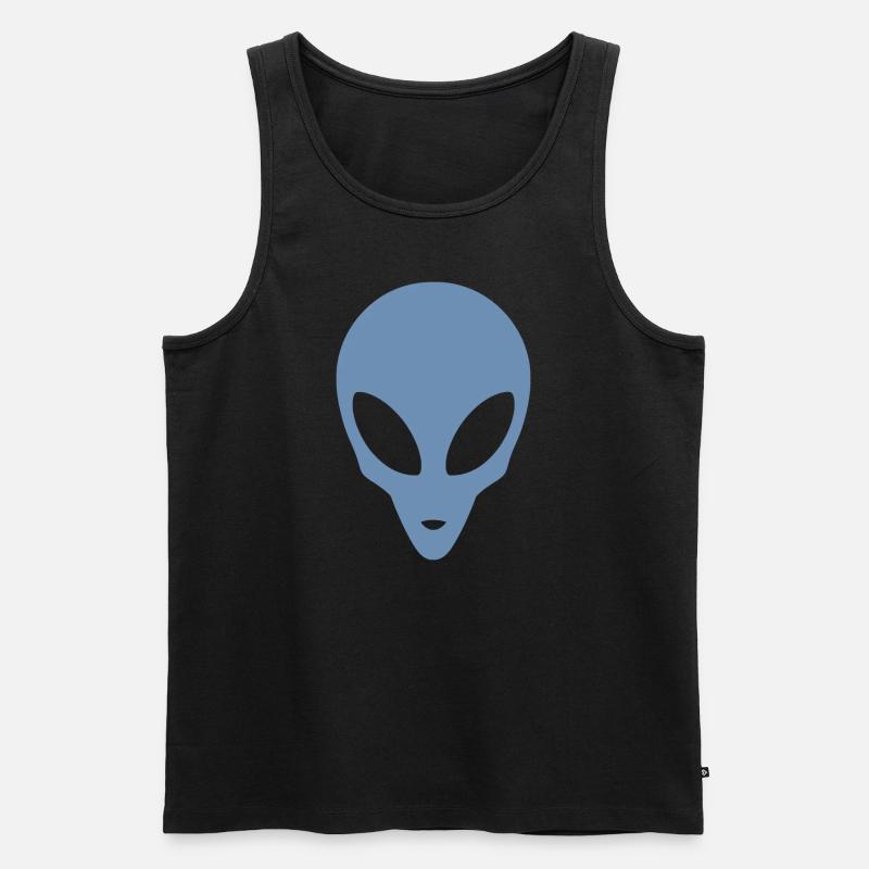 Silhouette eines Alienkopfes - Männer Premium Bio Tank Top - Schwarz