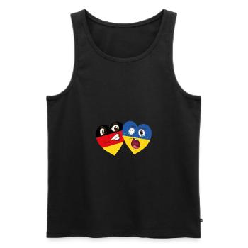 Allemagne Ukraine amour coeur amis amour cadeau - Débardeur bio Premium Homme - noir - Devant - AI Model Male 178 light (178cm)