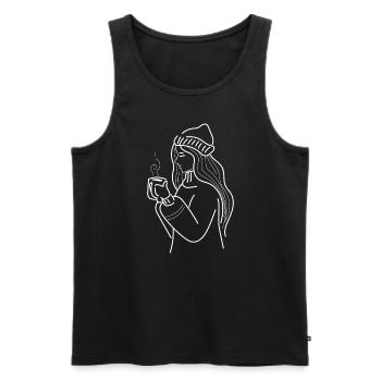 Mädchen mag heiße Schokolade gemütliche Wintertage - Männer Premium Bio Tank Top - Schwarz - Vorne - Michal (187cm)
