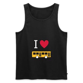 ★ Couleurs de conception modifiables ★ J'aime les bus - Débardeur bio Premium Homme - noir - Devant - Michal (187cm)