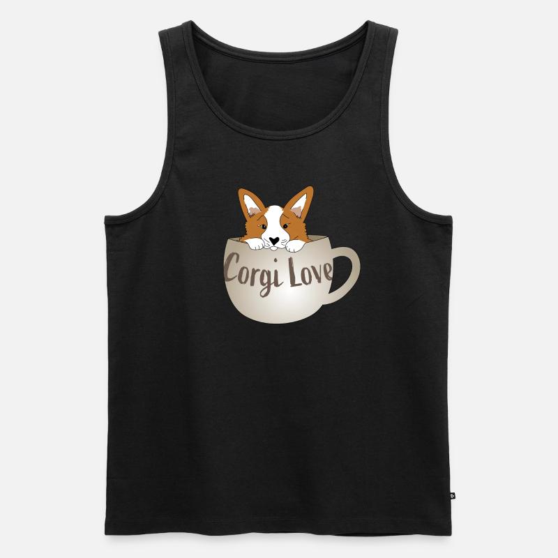 Corgi-Liebe - Männer Premium Bio Tank Top - Schwarz