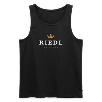 Riedl Original Familienlogo - Männer Premium Bio Tank Top - Schwarz - Vorne - Michal (187cm)