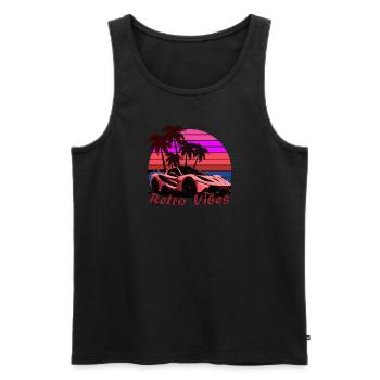 retro vibes car - Men's Premium Organic Tank Top - black - Front - AI Model Male 178 light (178cm)