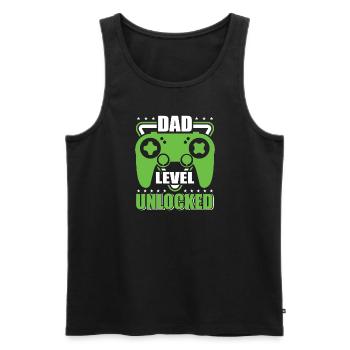 Gaming Gamer Papa Dad Level Unlocked Geschenkidee - Männer Premium Bio Tank Top - Schwarz - Vorne - AI Model Male 178 light (178cm)