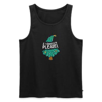 Weihnachten Humor Spruch Lustig Ä Tännsch'n Please - Männer Premium Bio Tank Top - Schwarz - Vorne - Michal (187cm)