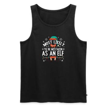 Christmas Most Likely To Be Mistaken As An Elf - Men's Premium Organic Tank Top - black - Front - Michal (187cm)