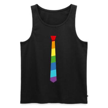 Rainbow Tie - Flag - Flag - Gay Pride - Men's Premium Organic Tank Top - black - Front - AI Model Male 178 light (178cm)