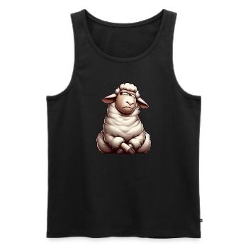 Skeptical Sheep Cartoon Comic Bull - Men's Premium Organic Tank Top - black - Front - Michal (187cm)