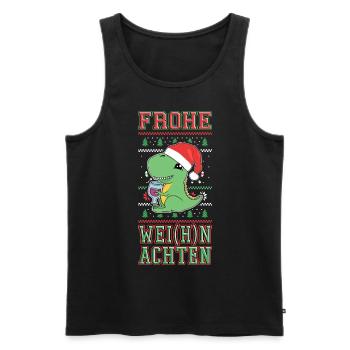 Dino Wine Joyeux Noël Noël drôle - Débardeur bio Premium Homme - noir - Devant - Michal (187cm)