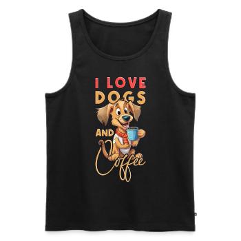 Hund Kaffee I Love Dogs And Coffee Spruch Lustig - Männer Premium Bio Tank Top - Schwarz - Vorne - AI Model Male 178 light (178cm)