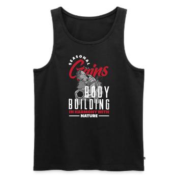 Seasonal Gains Bodybuilding in Harmony with Nature - Men's Premium Organic Tank Top - black - Front - AI Model Male 178 light (178cm)