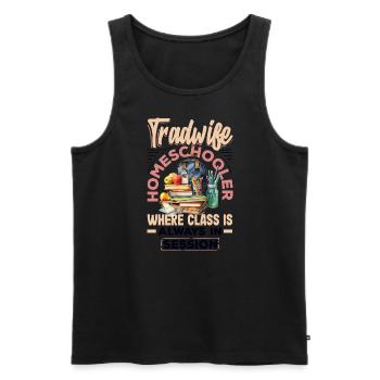Classic Homeschool Mom Tradwife Homeschooling - Men's Premium Organic Tank Top - black - Front - AI Model Male 178 light (178cm)