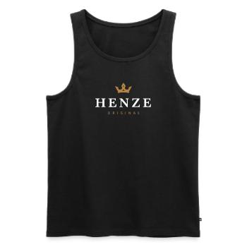 Henze Original Family Logo - Men's Premium Organic Tank Top - black - Front - Michal (187cm)