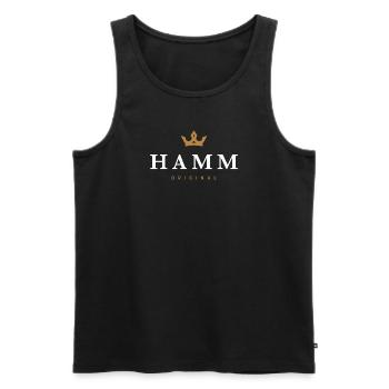 Logo original de la famille Hamm - Débardeur bio Premium Homme - noir - Devant - Michal (187cm)