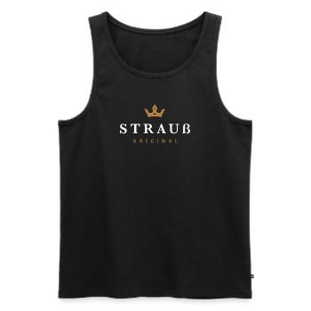 Logo original de la famille Strauss - Débardeur bio Premium Homme - noir - Devant - Michal (187cm)