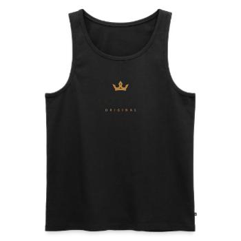 Logo original de la famille Goetze - Débardeur bio Premium Homme - noir - Devant - Michal (187cm)