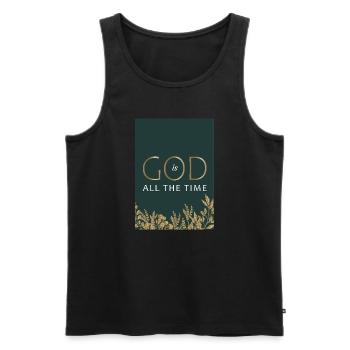 God is God all the time/green - Débardeur bio Premium Homme - noir - Devant - AI Model Male 178 light (178cm)