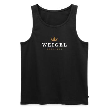 Weigel Original Familienlogo - Männer Premium Bio Tank Top - Schwarz - Vorne - Michal (187cm)