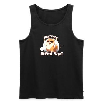 Never Give Up - Men's Premium Organic Tank Top - black - Front - Michal (187cm)