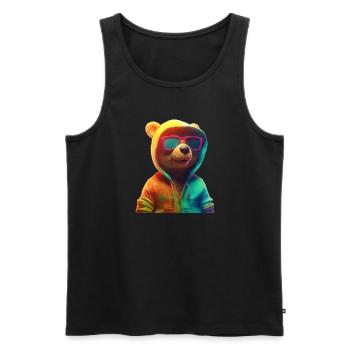 Teddy Sunglasses Cool Teddy Bear - Men's Premium Organic Tank Top - black - Front - Michal (187cm)