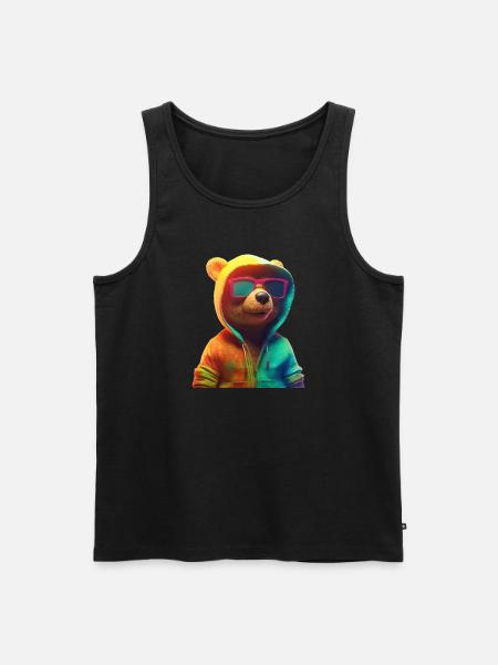Lunettes de soleil en peluche Ours en peluche cool - Débardeur bio Premium Homme - noir