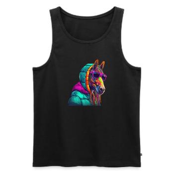 Pferd mit Sonnenbrille Bunt Coole Pferde - Männer Premium Bio Tank Top - Schwarz - Vorne - AI Model Male 178 light (178cm)
