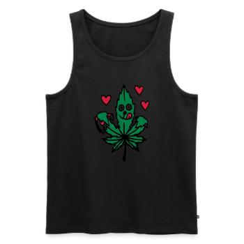 Kiffen und Pizza Liebe - Männer Premium Bio Tank Top - Schwarz - Vorne - Michal (187cm)