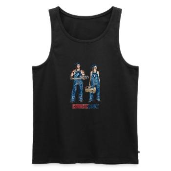 Einheitslook vs Einheizlook. Heizungsmonteure. - Männer Premium Bio Tank Top - Schwarz - Vorne - Michal (187cm)