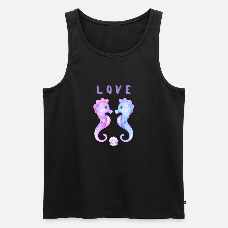 L O V E Seepferdchen - Männer Premium Bio Tank Top - Schwarz
