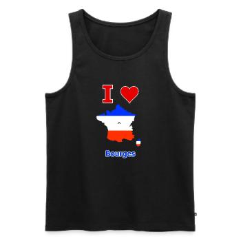 Carte du drapeau de la France avec la ville de Bourges - Débardeur bio Premium Homme - noir - Devant - AI Model Male 178 light (178cm)