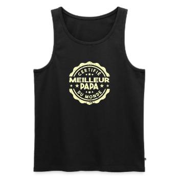 Certifié Meilleur Papa Du Monde - Débardeur bio Premium Homme - noir - Devant - Michal (187cm)
