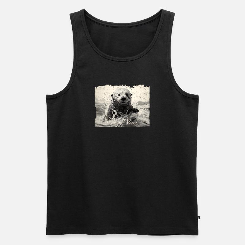 Surfender Seeotter - Männer Premium Bio Tank Top - Schwarz