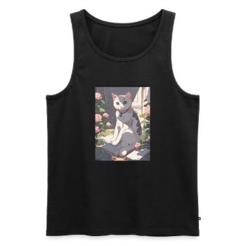 Cute Cat :3 90s Anime Style - Männer Premium Bio Tank Top - Schwarz - Vorne - AI Model Male 178 light (178cm)