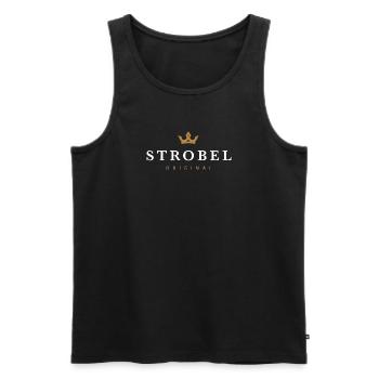 Logo original de la famille Strobel - Débardeur bio Premium Homme - noir - Devant - Michal (187cm)
