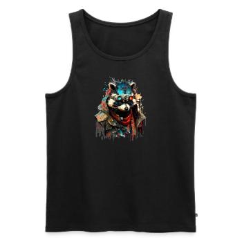 Raton laveur, animal de la collection Cyber Squad - Débardeur bio Premium Homme - noir - Devant - Michal (187cm)