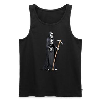 Sensenmann Sense Tod Halloween gruselig Skelett - Männer Premium Bio Tank Top - Schwarz - Vorne - AI Model Male 178 light (178cm)