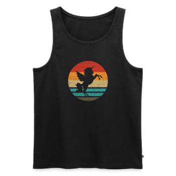 Einhorn Retro Style Vintage - Männer Premium Bio Tank Top - Schwarz - Vorne - AI Model Male 178 light (178cm)