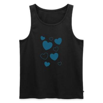 Blue Heart Pattern Heart Pattern Gift - Men's Premium Organic Tank Top - black - Front - Michal (187cm)