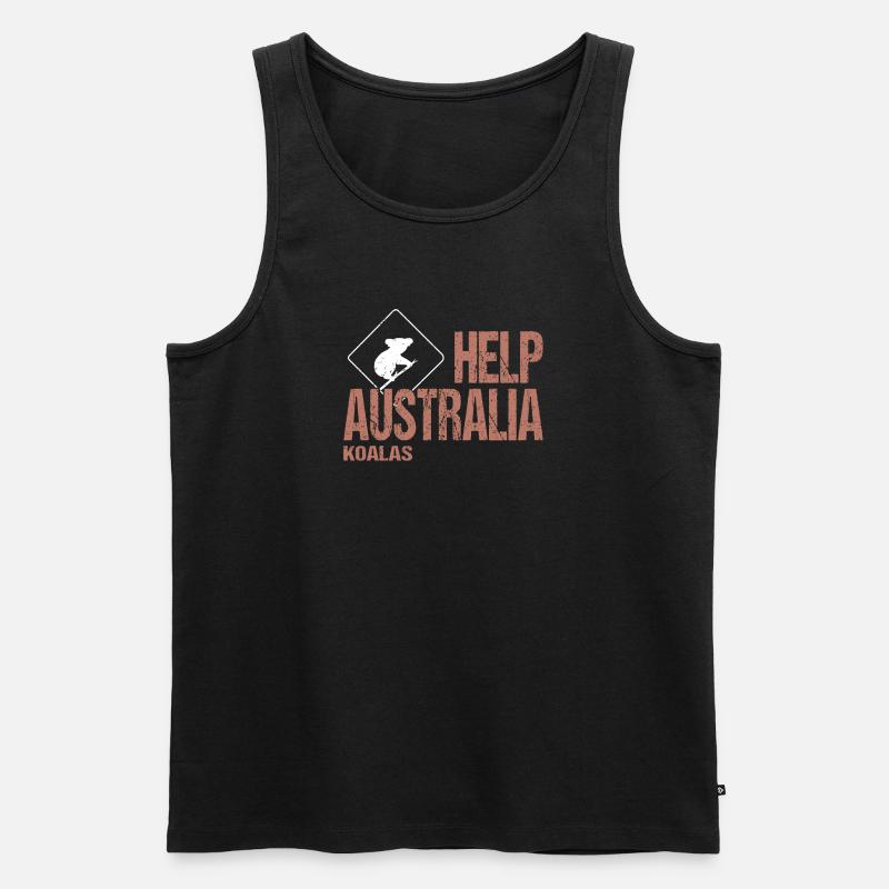 HELP AUSTRALIA KOALAS - Männer Premium Bio Tank Top - Schwarz