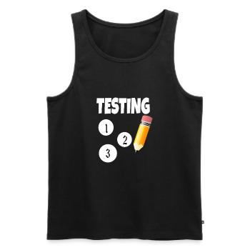 Testing 123 with pencil - Men's Premium Organic Tank Top - black - Front - AI Model Male 178 light (178cm)