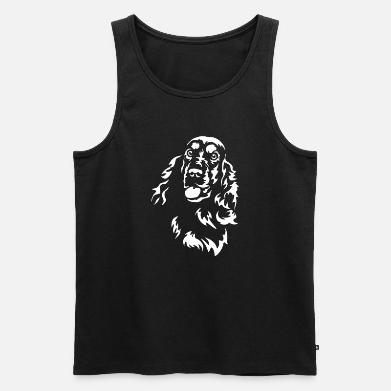Cocker Spaniel Kopf "Black Edition" - Männer Premium Bio Tank Top - Schwarz
