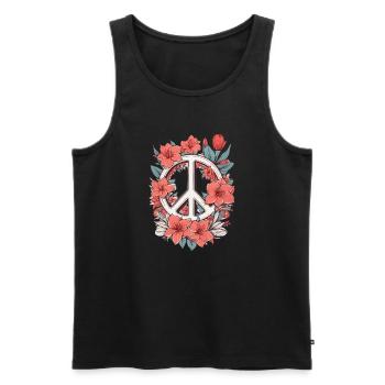 Signe de paix avec des fleurs - Débardeur bio Premium Homme - noir - Devant - AI Model Male 178 light (178cm)