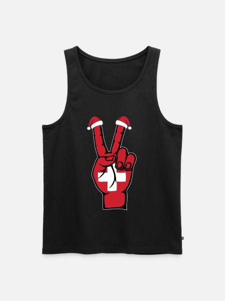 Schweiz Flagge Weihnachten Peace Symbol - Männer Premium Bio Tank Top - Schwarz