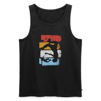 Stripes Sunset Diver Silhouette - Männer Premium Bio Tank Top - Schwarz - Vorne - AI Model Male 178 light (178cm)