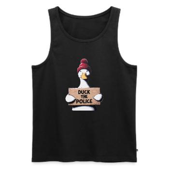 Duck the Police in street art style - Men's Premium Organic Tank Top - black - Front - AI Model Male 178 light (178cm)
