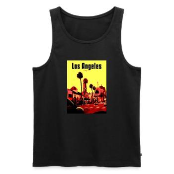 Scène de rue PopArt de Los Angeles - Débardeur bio Premium Homme - noir - Devant - AI Model Male 178 light (178cm)