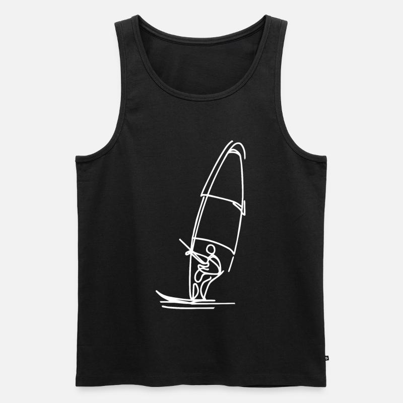Windsurfing Skizze - Männer Premium Bio Tank Top - Schwarz